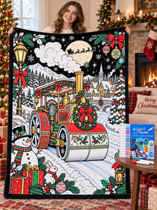 Manta de Navidad para Colorear con Diseño de Graffiti, Manta Suave y Cálida con Estampado Personalizado para Sofá, Cama, Decoración Navideña - Product Image 5