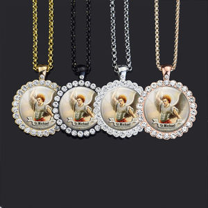 12 santi collana d'oro Christianity lusso strass diamante di vetro Cabochon ciondolo religione gioielli regali - Product Image 6