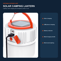 Lampu Emergency LED 50W, bohlam cahaya berkemah pengisi daya baterai luar ruangan tahan air, bohlam pasar malam tenaga surya isi ulang
