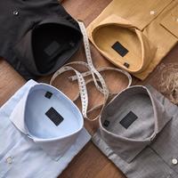 Kemeja Pria Kasual Campuran Wol Lengan Panjang Slim Fit Anti Kusut Formal Bisnis Kantor Kancing Depan Logo Custom Grosir
