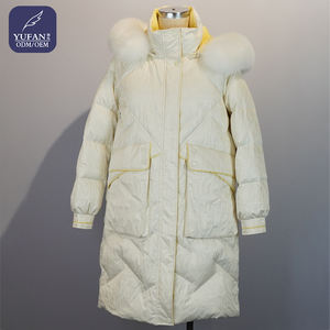 Chaqueta Larga de Plumón Blanca para Mujer con Capucha de Piel, Abrigo de Invierno Acolchado de Alto Relleno, Parka Aislante para Exteriores - Product Image 1