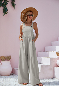 Tuta da <span class=keywords><strong>donna</strong></span> <span class=keywords><strong>oversize</strong></span> a gamba larga, senza maniche, con bretelle, stile vacanza, casual, snellente e anti-età - Product Image 6