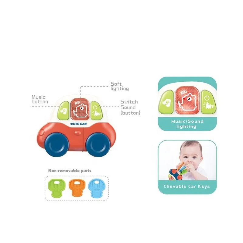 Oem   Odm Early Teaching Cute Sensory Baby Teething Toys Car Hand Rattle Teether Toys For Babies 6-12 Months