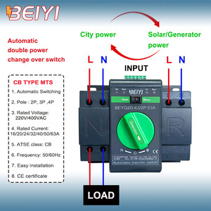 Consegna Rapida ATS 220V 2p 63A Interruttori Rotativi 2 in 1 Out <span class=keywords><strong>Commutatore</strong></span> Automatico di Trasferimento a Doppia Alimentazione Tipo Mini - Product Image 1
