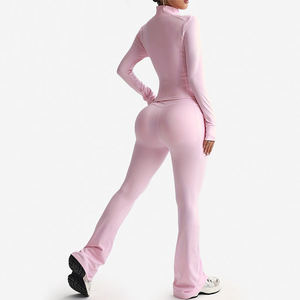 Conjunto de Pantalones de Fitness de Alta Calidad para Mujer, Chaqueta Ajustada con Cuello Alto y Pantalones de Yoga de Cintura Alta con Efecto Levanta Glúteos, Conjunto de 2 Piezas - Product Image 3