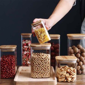 Barattolo in Vetro Borosilicato <span class=keywords><strong>per</strong></span> <span class=keywords><strong>Alimenti</strong></span> con Coperchio in Bambù, Contenitore Quadrato Ermetico Resistente al Calore <span class=keywords><strong>per</strong></span> Cucina e Campeggio - Product Image 6