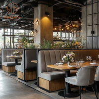 Ensemble de mobilier de restaurant commercial moderne de luxe Ron Group, sièges en cuir, table et chaises en bois personnalisables