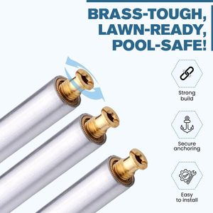Swimcare Aluminum Lawn Paver Tube <b>10</b> <b>Inch</b> Brass Anchor Pool Safety Cover Installation - Product Image 3