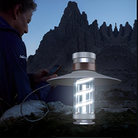 Lanterne de camping LED COB rechargeable, étanche IP44, 2000mAh, 18650, lumière de tente portable, projecteur XPG, intensité réglable, chargement de type C