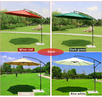 Parasol banane FEAMONT avec structure en acier thermolaqué, protection UV 50+, auvent imperméable, inclinaison à bouton-poussoir pour une réglage facile (1500-2000 mm)