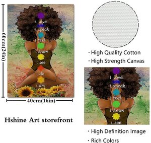 16*24Inches HD Printed Portrait <strong>Text</strong> Painting <strong>Wall</strong> <strong>Art</strong> Black Girl Yoga Canvas Print Painting for <strong>Wall</strong> Decor - Product Image 4