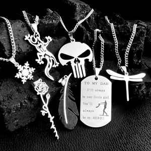 Liontin Nama Personalisasi Grosir Custom Baja Anti Karat 316L Liontin <span class=keywords><strong>Fashion</strong></span> Liontin Tengkorak Mawar Kalung - Product Image 1