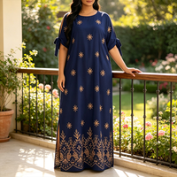 Nouvelle robe décontractée ample en dentelle 100 % coton, style rétro, longueur ras du sol, à motifs floraux, pour femmes du Moyen-Orient
