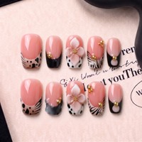 Ongles à presser en acrylique faits main, sur mesure, 3D embossés, French 2.0, courbes carrées, couverture complète, PMMA, OEM, 10 pièces