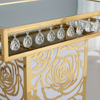Table Ronde de Luxe Moderne pour Hôtel, Salle à Manger, Banquet, Mariage, en Verre, Acier Inoxydable, Finition Dorée, Facile à Nettoyer, Durable, pour Utilisation en Salon