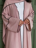 1 Stück Übergrößen-Muslimische Strickjacke, Atmungsaktives Komfortables Schwarzes Patchwork-Design Klassische Vielseitige Abaya