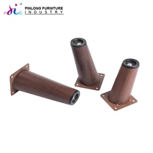 Wholesale wood grain hardware sofa legs with rubber stopper screws furniture legs hardware fittings table and cabinet legs