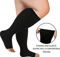Chaussettes de compression à bout ouvert grande taille unisexe pour le sport, traitement des varices, pression graduée
