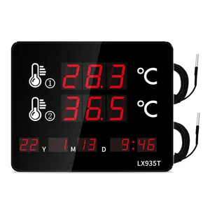 Big Screen LED Digital thermometer high Precision dual Waterproof Probe Sauna room Swimming pool Thermometer with time