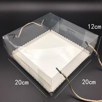 Großhandel 24*24*12cm transparente Kuchen Dekoration Box mit tragbaren Griff PET Dekoration Geschenk verpackung Box