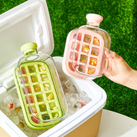 Bouteille 2-en-1 de 500/800 ml avec paille intégrée pour boissons instantanées rafraîchies, avec plateau à glaçons à ouverture par pression