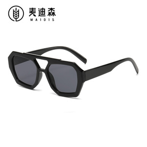 Maidis Irregular Sunglasses Black Frame UV400 Protection Unisex Fashionable Sun Glasses - Product Image 1