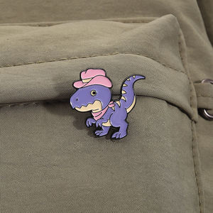 Happy Green Dinosaur Emaille Pin Nette Cartoon Tier Brosche Revers Abzeichen Schmuck Geschenk für Kinder Freunde Bulk - Product Image 3