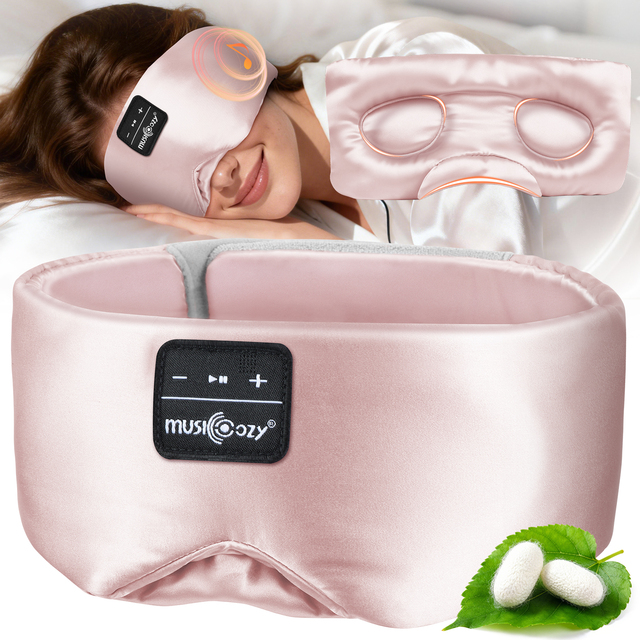 Bluetooth 5.4 Silk 3D Sleep Eye Mask Soft Smooth Silk Material Light Blocking Eye Cover with Stereo Music and Adjustable Velcro