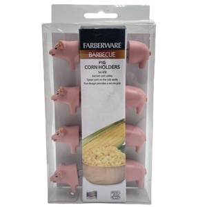 Supports de maïs pour <span class=keywords><strong>barbecue</strong></span> en acier inoxydable personnalisés 8 pièces en forme de cochon en résine drôle outils de <span class=keywords><strong>barbecue</strong></span> brochettes de maïs support de maïs - Product Image 4