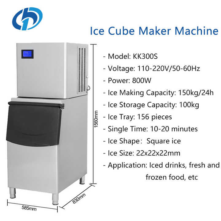 150kg 300kg 500kg Stainless Steel Ice Maker for Business
