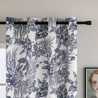 Style américain ressemble à une texture de lin Lily Print Designer Rideaux de fenêtre adaptés aux salons Salle à manger Chambre à coucher