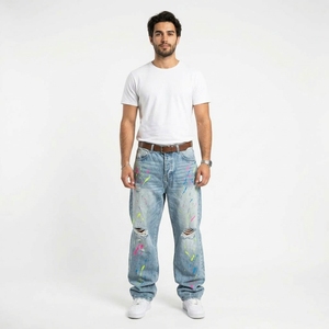 Men's High Waist <b>Baggy</b> Denim <b>Jeans</b> Regular Straight Leg Cotton Casual Fashion Pants Durable Streetwear New Style Lightweight - Product Image 5