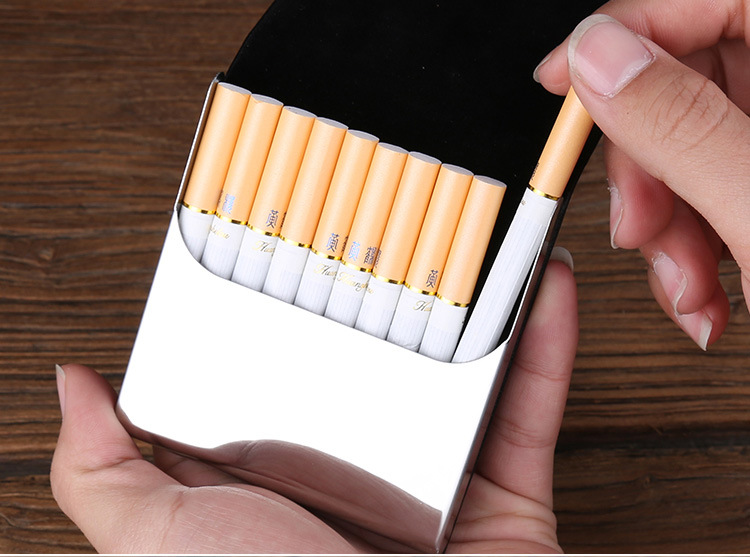 Wholesale Automatic Pop-up Cigarette Case Lighter Stainless Steel Metal Cigarette  Case