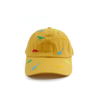 Vente en gros personnalisé broderie 3D coton 6 panneaux bord incurvé réglable Gorras enfants mignons enfants dessin animé dinosaure casquette de Baseball
