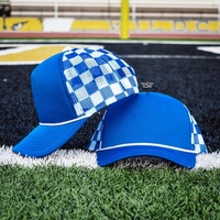 Casquette de sport d'extérieur 5 panneaux en stock avec logo personnalisé pour femmes et hommes, en mousse et maille, à carreaux, style OTTO Trucker