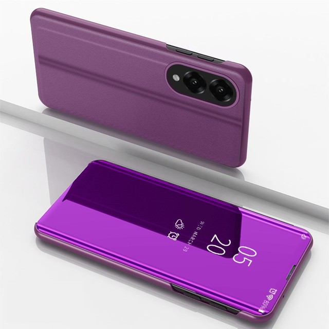 Luxury Clear Plating Mirror Flip Back Cover Phone Case for Samsung Galaxy S25 Edge S25 Ultra S24 FE S23 A16 A26 A36 A56 5G