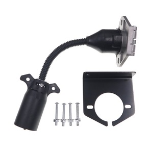 GW Trailer <b>Plug</b> <b>Adapter</b> 7-Pin Blade To Round Socket UAG717K With Bracket Black - Product Image 1