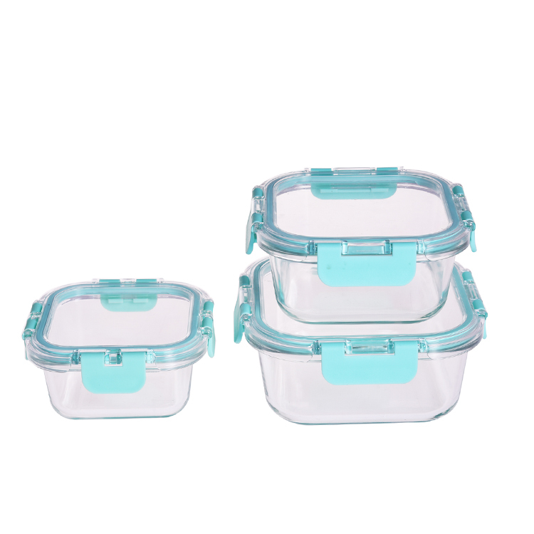 Micro-ondable haute borosilicate verre ensemble de récipient de stockage de nourriture boîtes