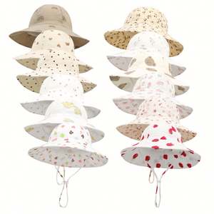 Sombrero de Pescador Ajustable para Bebé, de Algodón, Transpirable, con Protección Solar, Estampado de Frutas y Flores de Dibujos Animados, Sombrero Infantil - Product Image 5