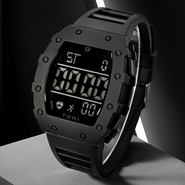 TOMI T230 Mens square Luminous Acrylic Sports Watch Minimalist Large-digit Digital Trendy Multi-function Button Model Students