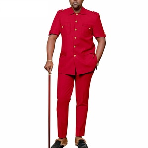 Di alta qualità due pezzi Set abiti per gli uomini africani vestiti manica corta abiti da sposa per <span class=keywords><strong>uomo</strong></span> moda festa abiti per gli uomini - Product Image 6