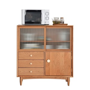 Cherry Wood Ida <b>Sideboard</b> 900mm+ Storage Cabinet For Dining Room With Glass Doors And Drawers - Product Image 5