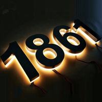 Numéros et lettres lumineux modernes en acier inoxydable rétroéclairés, numéros de maison à LED avec éclairage pour maison