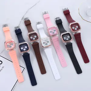 Women's Watch Colorful silicone strap Round watch Vintage three-eye printed hands quartz decorated