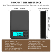 Modèle le plus récent, balance numérique à écran LCD pour bijoux, or, grammes, 0,01 g, 0,1 g, capacité 500 g, alimentée par batterie, balance de poche en plastique, mini balance