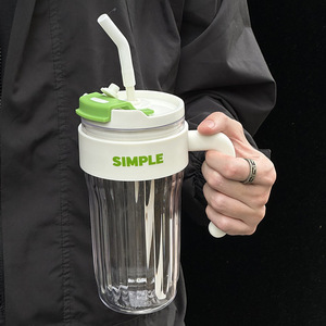Simple Handle Water Bottle 500ml With Straw Portable For Students - Product Image 4