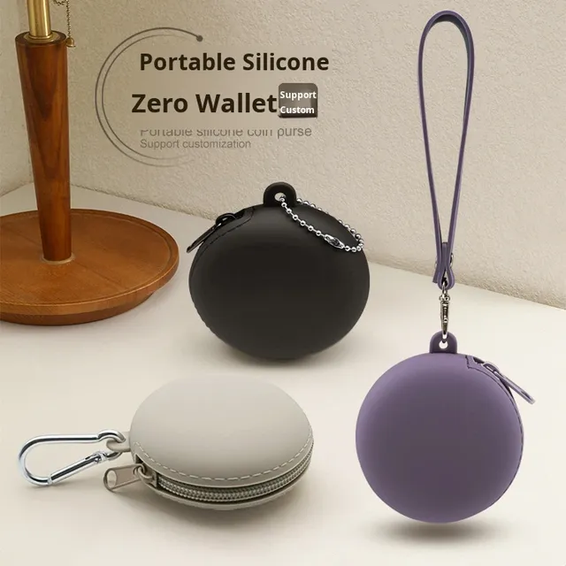 Simple Silicone Zipper Earphone Case Coin Purse Outdoor Hanging Key Case Data Cable Small Item Storage Mini Bag