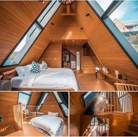 Villa préfabriquée moderne en acier léger de forme triangulaire à 2 chambres, sur mesure, pour maisons modulaires de luxe, design de dôme de glamping