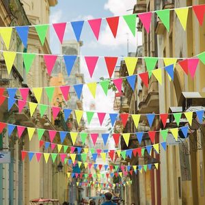 <span class=keywords><strong>Guirnalda</strong></span> de <span class=keywords><strong>Banderines</strong></span> Triangulares Multicolores Brillantes de Poliéster para Decoraciones de Cumpleaños, Bodas y Festividades - Product Image 5