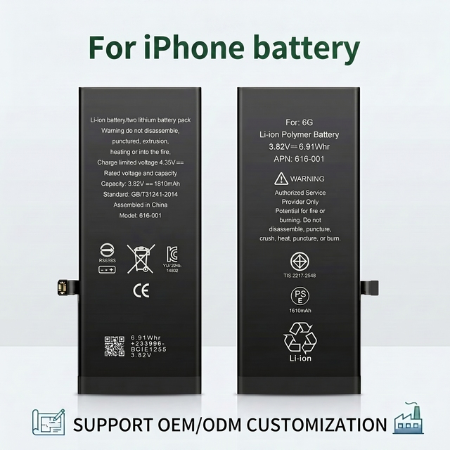 OEM Factory High Capacity Mobile Phone Battery for iPhone 6G 6S 6P 7 7P 8 X XR XS Max 11 11pro 12 13 14 15 16 CE FCC Certified